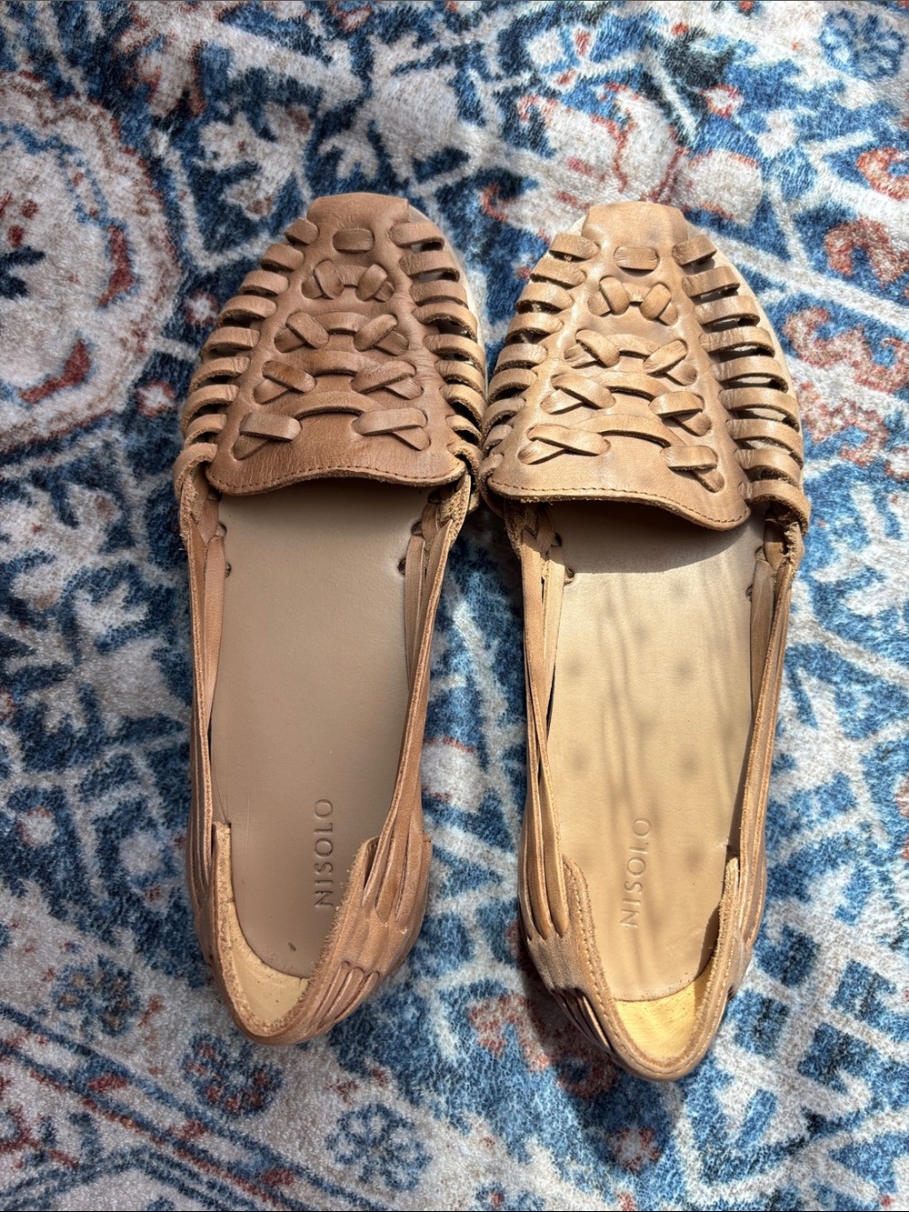 Nisolo Woven Leather Flats in Tan